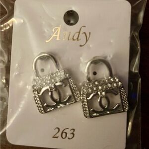 Adorable Chanel Like Pierced Earrings